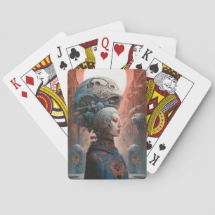 Biomechanische kop Surreal Sci-Fi Art Pokerkaarten