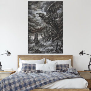 Biomechanische Thunderbird die de Storm oproept Canvas Afdruk