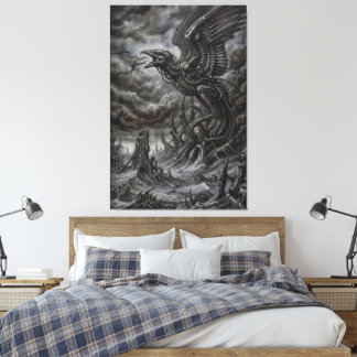 Biomechanische Thunderbird die de Storm oproept Canvas Afdruk