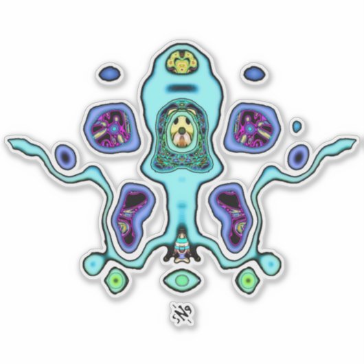 Biomechanische vreemde drone / alien squid v1 sticker (Voorkant)