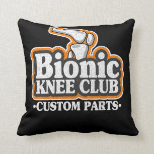 Bionic Knee Club Knee Replacement Surgery 70s Logo Kussen