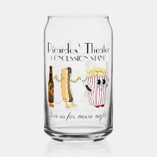 Bioscoop Concessie Stand Hotdog Popcorn Blikvorm Glas