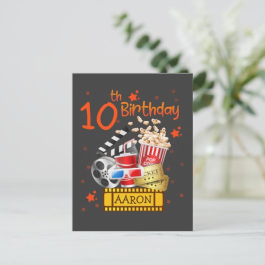 Bioscoop Feest Cinema Theater Verjaardag Matching  Briefkaart (Staand voorkant)