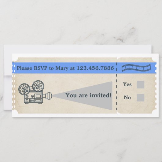  Bioscoop Ticket Verjaardagsuitnodiging Kaart (Achterkant)