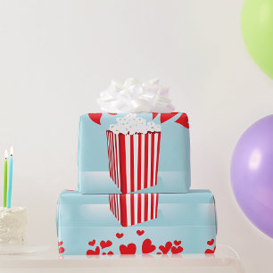 Bioscoopdatum Nacht van Popcorn en Harten Cadeaupapier