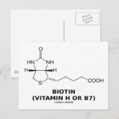 Biotine (vitamine H of B7) Chemische molecule Briefkaart (Voorkant / Achterkant)