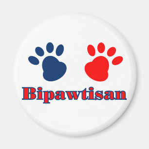 Bipawtisan Funny Dog Paws in Red Blue Politics Magneet
