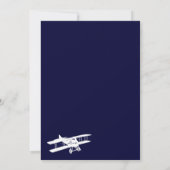  Biplane Aviator Blue Wedding Info Card Kaart (Achterkant)