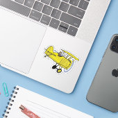 Biplane Geel Sticker (Laptop met iPhone)