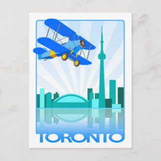 Biplane over toronto Retro-ontwerp Briefkaart