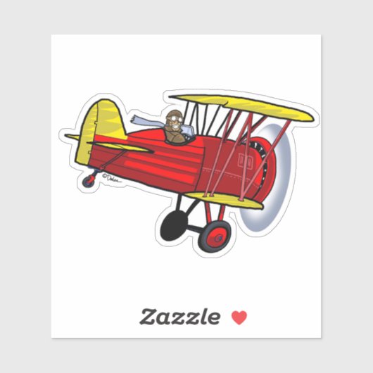 Biplane Red Sticker (Vel)