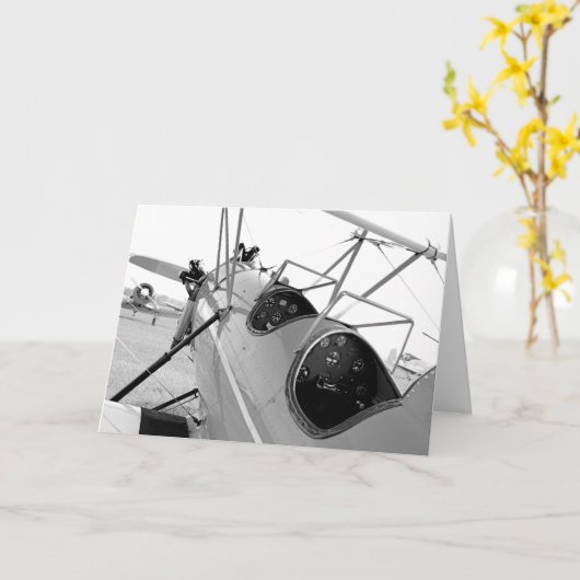 Biplanes Cockpit Black en White Kaart (Gele Bloem)