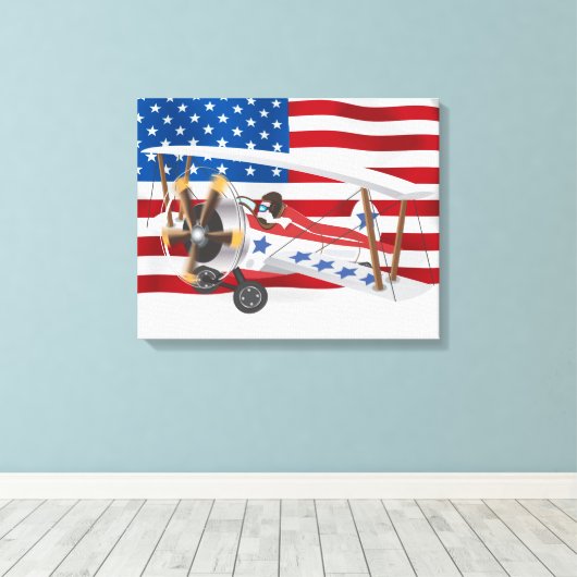 Biplanes USA Canvas Afdruk (Insitu (Houten vloer))