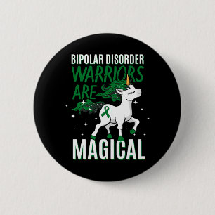 Bipolaire Krijger Magische Eenhoorn Groene Lint Ronde Button 5,7 Cm
