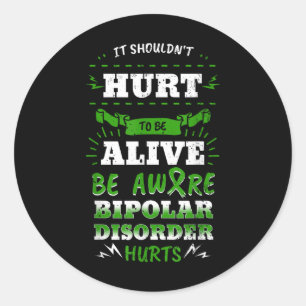 Bipolaire manie Geestelijke ziekte Angst Groene li Ronde Sticker