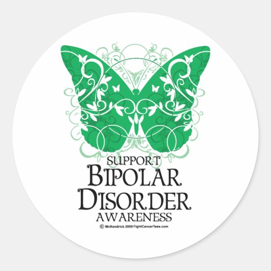 Bipolaire stoornis Butterfly Ronde Sticker (Voorkant)