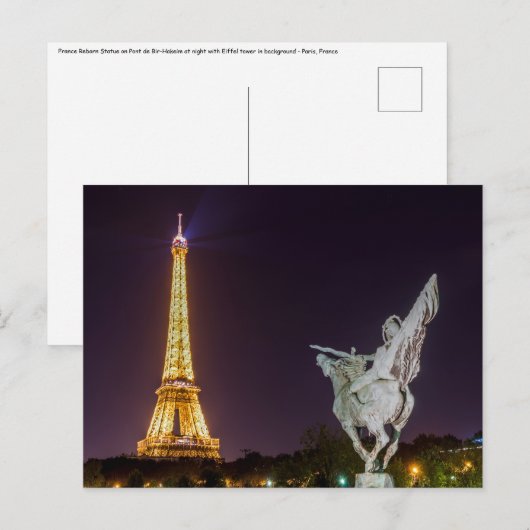 Bir-Hakeim bij de nachtbrug - Parijs, Frankrijk Briefkaart (Voorkant / Achterkant)