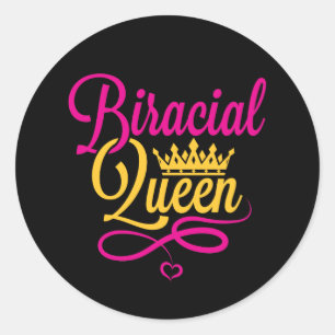 Biraciale koningin, gemengd met rassenmeisjes ronde sticker