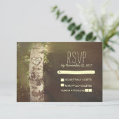 Birch arbre pays mariage rustique cartes RSVP (Debout devant)