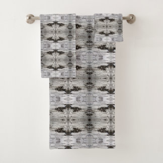 Birch Bark Black en White Bad Handdoek