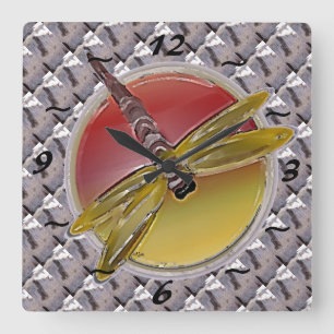 Birch Bark Dragonfly Vierkante Klok