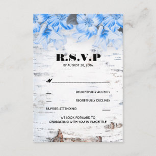 Birch Bark Rustic Country Wedding RSVP-kaarten Kaart