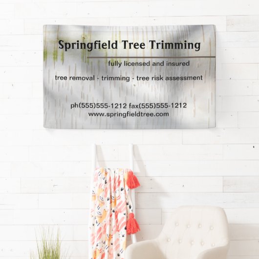Birch Bark Rustic Natuur Custom Business Spandoek (Insitu)