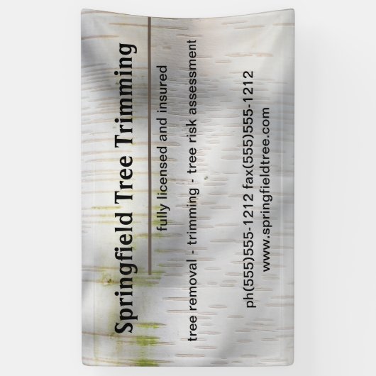 Birch Bark Rustic Natuur Custom Business Spandoek (Verticaal)