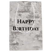 Birch Bark Texture Birthday Medium Cadeauzakje (Voorkant)