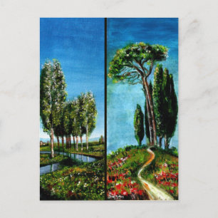 BIRCH BOMEN, CYPRESS, MEDITERRANE PIJN IN TUSCANY BRIEFKAART