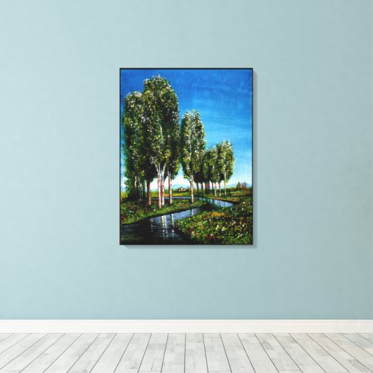 BIRCH BOMEN IN TUSCANY CANVAS AFDRUK (Insitu (Houten vloer))