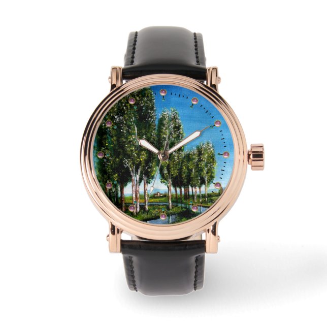 BIRCH BOMEN IN TUSCANY LANDSCAPE HORLOGE (Voorkant)