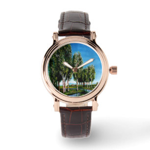 BIRCH BOMEN IN TUSCANY LANDSCAPE HORLOGE
