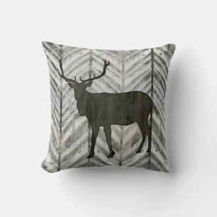 Birch Forest Lodge Elk w Antler Chevron Striped Kussen
