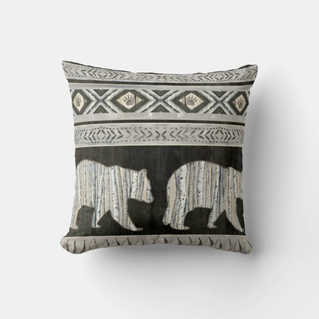 Birch Forest Sophisticated Lodge Beer Paw Pattern Kussen (Voorkant)