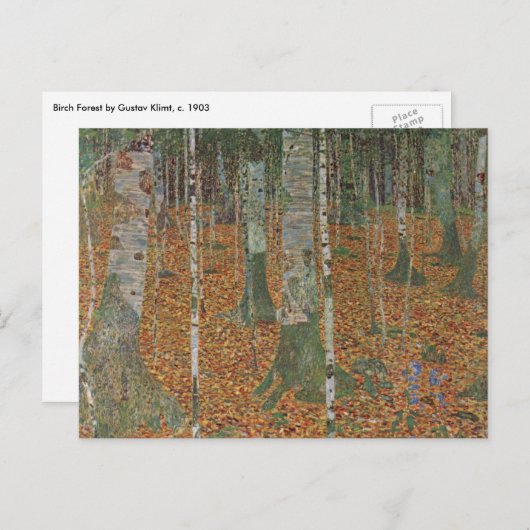 Birch Forest van Gustav Klimt, Art Nouveau Briefkaart (Voorkant / Achterkant)