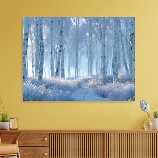 Birch Radiant Snow Forest Canvas Afdruk (Insitu (Woonkamer))