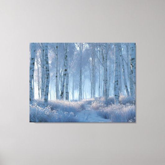 Birch Radiant Snow Forest Canvas Afdruk (Voorkant)