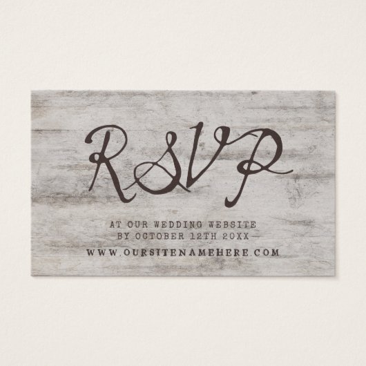 Birch Tree Bark Bruiloft Website RSVP Plaats Kaart (Voorkant)