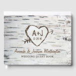 Birch Tree Bark Country Rustic Mariage Livre d'or<br><div class="desc">Birch Tree Bark Country Rustic Mariage Guest Book - correspond à la collection sur cette page. Le design comprend une écorce imprimée de bouleau avec un coeur que vous pouvez customiser à vos initiales et à votre date d'événement.</div>