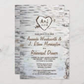 Birch Tree Bark repetitie diner uitnodigingen (Voorkant / Achterkant)