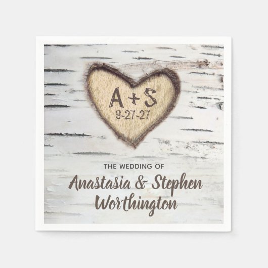 Birch Tree Bark Rustic Country Wedding Napkins Servet (Voorkant)