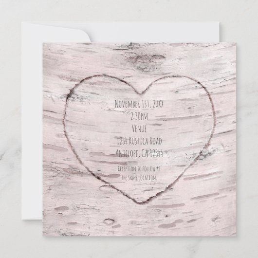 Birch Tree & Carved Heart Wedt Invitations (Dos)