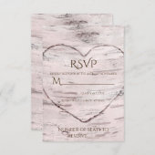 Birch Tree & Coeur sculpté Mariage rustique RSVP (Devant / Derrière)