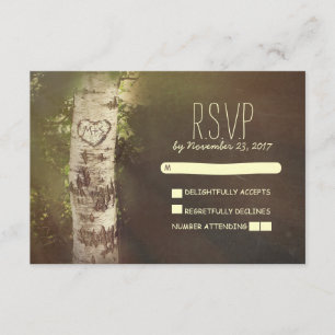 Birch tree country rustige bruiloft RSVP-kaarten RSVP Kaartje