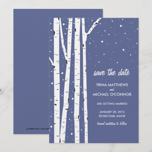 Birch Tree et Snow Save the Date (Devant / Derrière)