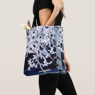 Birch tree frosty vertakt snowflake purse draagtas