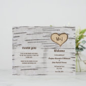 Birch tree hartbruiloft programma 80 lb papier (Staand voorkant)