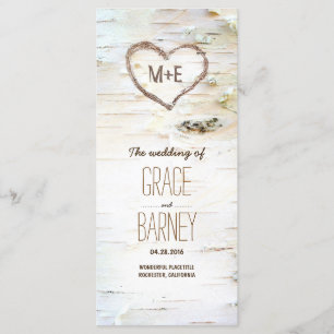 Birch Tree Heart Rustic Wedding Programmes