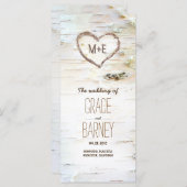 Birch Tree Heart Rustic Wedding Programmes (Devant / Derrière)